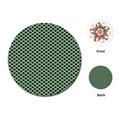 Polka Dot Green Black Playing Cards (round)  by Mariart