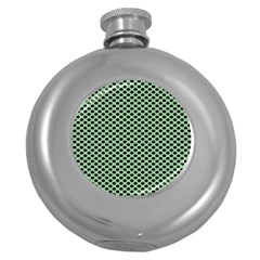 Polka Dot Green Black Round Hip Flask (5 Oz) by Mariart