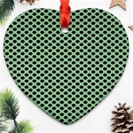 Polka Dot Green Black Heart Ornament (Two Sides) Front