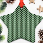 Polka Dot Green Black Star Ornament (Two Sides) Back