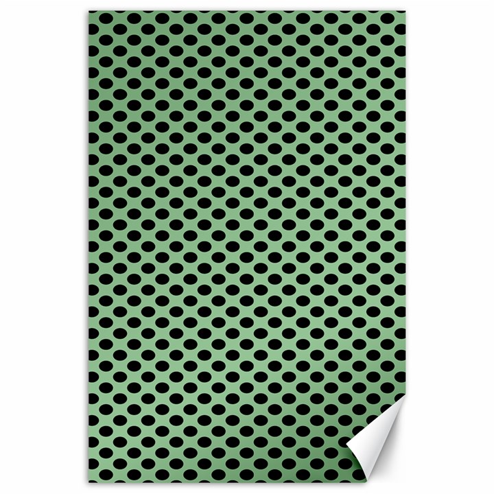 Polka Dot Green Black Canvas 24  x 36 