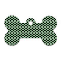 Polka Dot Green Black Dog Tag Bone (two Sides) by Mariart