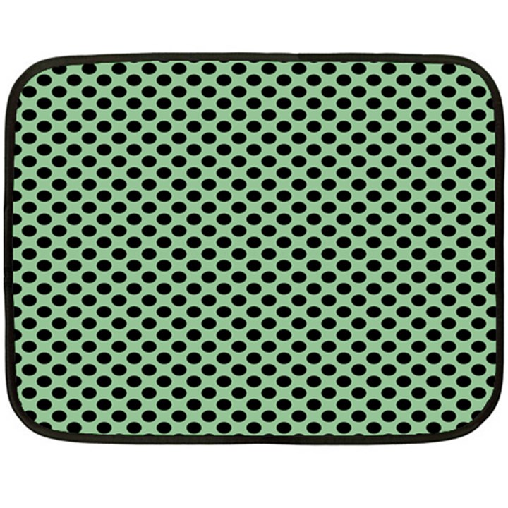 Polka Dot Green Black Double Sided Fleece Blanket (Mini) 