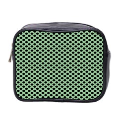 Polka Dot Green Black Mini Toiletries Bag 2-side by Mariart