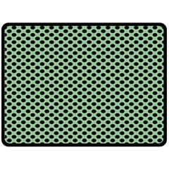 Polka Dot Green Black Fleece Blanket (large)  by Mariart