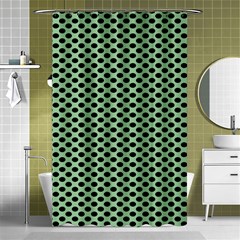 Polka Dot Green Black Shower Curtain 48  X 72  (small)  by Mariart