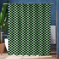 Polka Dot Green Black Shower Curtain 60  X 72  (medium)  by Mariart