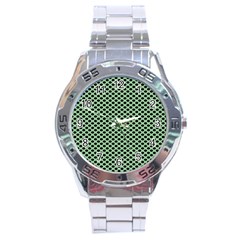 Polka Dot Green Black Stainless Steel Analogue Watch by Mariart