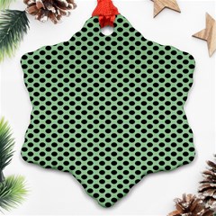 Polka Dot Green Black Ornament (snowflake) by Mariart