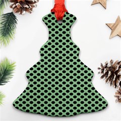 Polka Dot Green Black Christmas Tree Ornament (two Sides) by Mariart