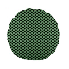 Polka Dot Green Black Standard 15  Premium Round Cushions by Mariart