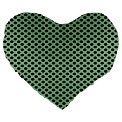 Polka Dot Green Black Large 19  Premium Heart Shape Cushions by Mariart