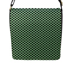 Polka Dot Green Black Flap Messenger Bag (l)  by Mariart