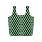 Polka Dot Green Black Full Print Recycle Bags (S)  Front