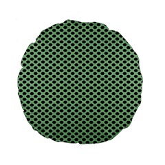 Polka Dot Green Black Standard 15  Premium Flano Round Cushions by Mariart