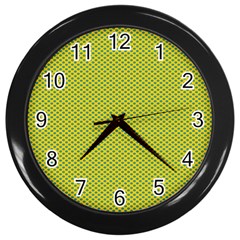 Polka Dot Green Yellow Wall Clocks (black) by Mariart