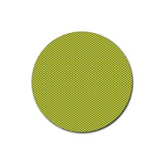 Polka Dot Green Yellow Rubber Coaster (round)  by Mariart