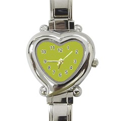 Polka Dot Green Yellow Heart Italian Charm Watch by Mariart