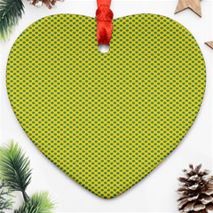 Polka Dot Green Yellow Heart Ornament (two Sides) by Mariart