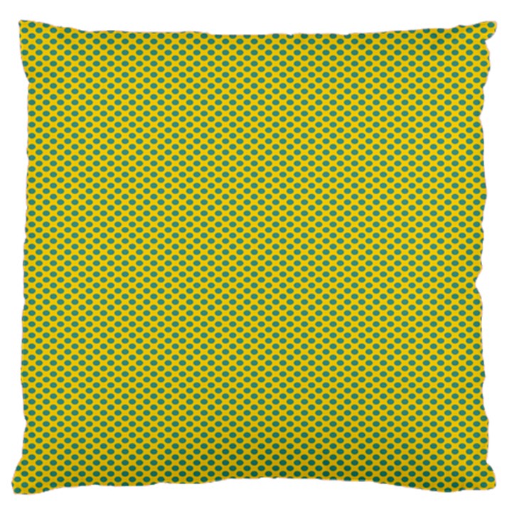 Polka Dot Green Yellow Large Flano Cushion Case (One Side)