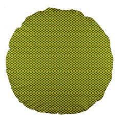 Polka Dot Green Yellow Large 18  Premium Flano Round Cushions