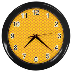 Polka Dot Orange Yellow Wall Clocks (black) by Mariart