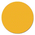 Polka Dot Orange Yellow Magnet 5  (Round) Front