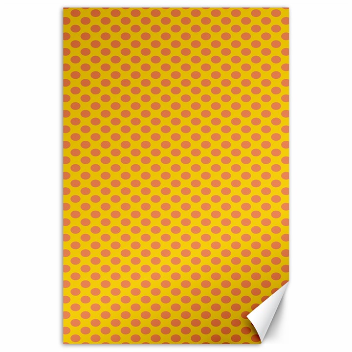 Polka Dot Orange Yellow Canvas 24  x 36 