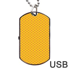 Polka Dot Orange Yellow Dog Tag Usb Flash (one Side) by Mariart