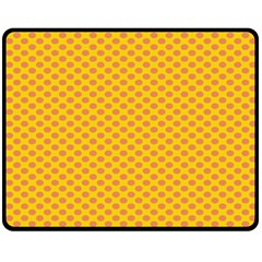 Polka Dot Orange Yellow Double Sided Fleece Blanket (medium)  by Mariart