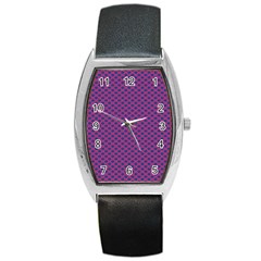 Polka Dot Purple Blue Barrel Style Metal Watch by Mariart