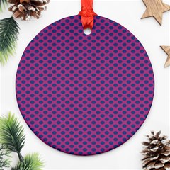 Polka Dot Purple Blue Round Ornament (two Sides) by Mariart