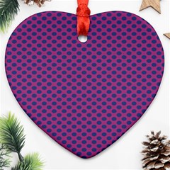 Polka Dot Purple Blue Heart Ornament (two Sides) by Mariart