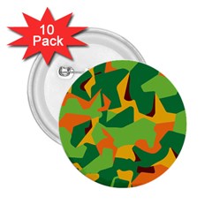 Initial Camouflage Green Orange Yellow 2 25  Buttons (10 Pack)  by Mariart