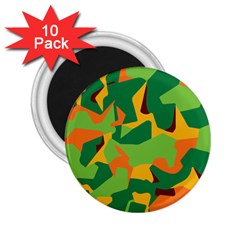 Initial Camouflage Green Orange Yellow 2 25  Magnets (10 Pack) 