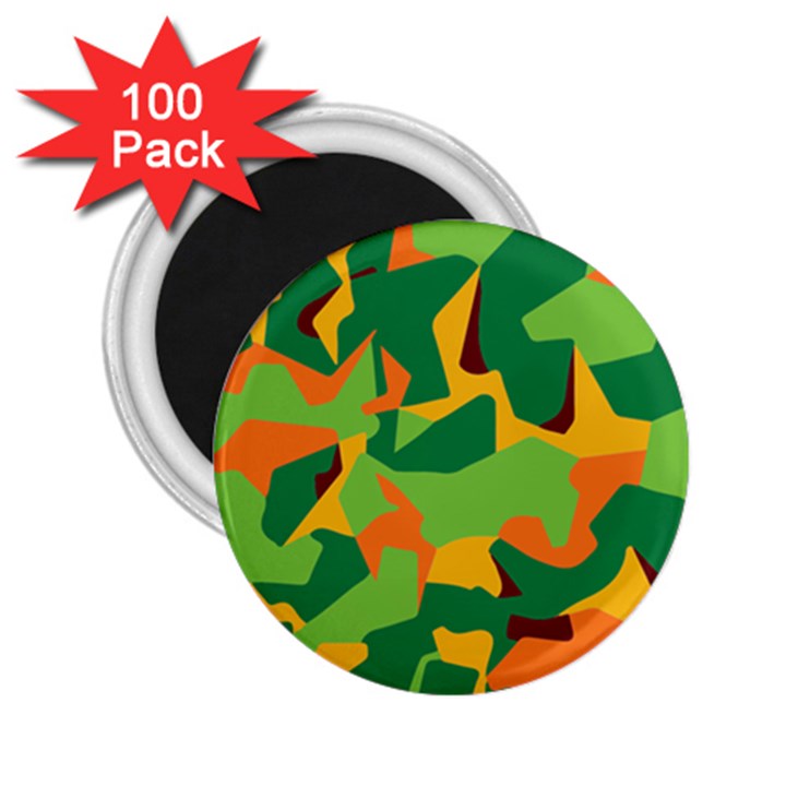 Initial Camouflage Green Orange Yellow 2.25  Magnets (100 pack) 