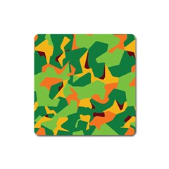 Initial Camouflage Green Orange Yellow Square Magnet