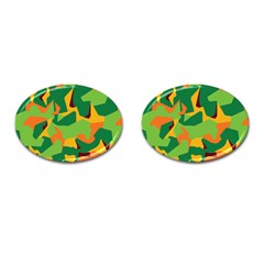 Initial Camouflage Green Orange Yellow Cufflinks (oval) by Mariart