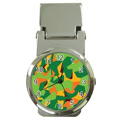 Initial Camouflage Green Orange Yellow Money Clip Watches by Mariart