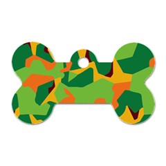 Initial Camouflage Green Orange Yellow Dog Tag Bone (two Sides) by Mariart