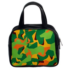 Initial Camouflage Green Orange Yellow Classic Handbags (2 Sides) by Mariart