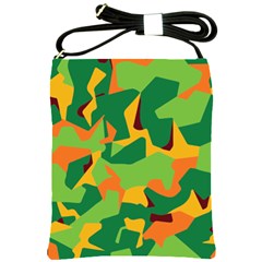 Initial Camouflage Green Orange Yellow Shoulder Sling Bags by Mariart