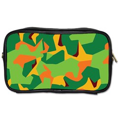 Initial Camouflage Green Orange Yellow Toiletries Bags 2-side by Mariart