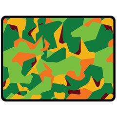 Initial Camouflage Green Orange Yellow Fleece Blanket (large)  by Mariart