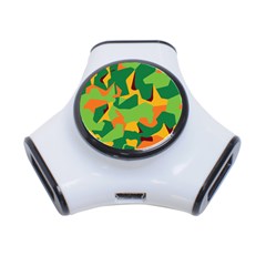 Initial Camouflage Green Orange Yellow 3-port Usb Hub by Mariart