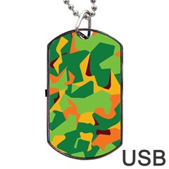 Initial Camouflage Green Orange Yellow Dog Tag Usb Flash (one Side) by Mariart