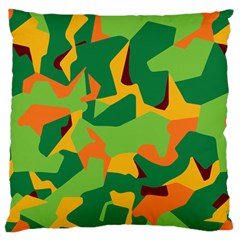 Initial Camouflage Green Orange Yellow Large Cushion Case (two Sides) by Mariart