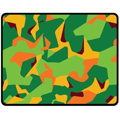 Initial Camouflage Green Orange Yellow Double Sided Fleece Blanket (medium)  by Mariart