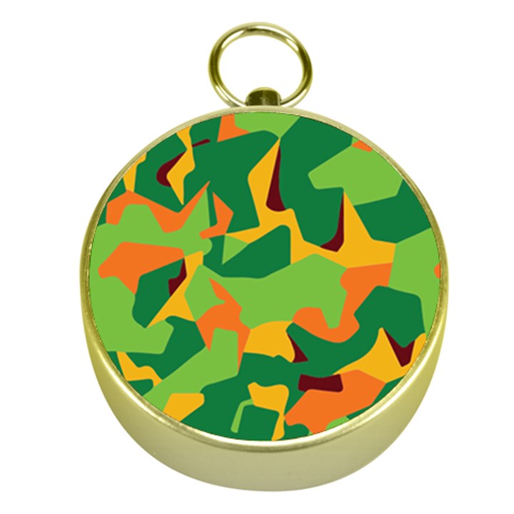 Initial Camouflage Green Orange Yellow Gold Compasses