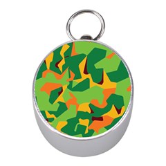 Initial Camouflage Green Orange Yellow Mini Silver Compasses by Mariart